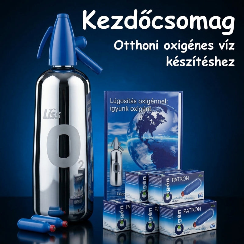 Oxigénszifon kezdőcsomag – 120 db oxigénpatronnal + ajándék könyv